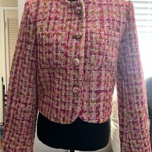 Urban Revivo Chic Pink Multi Color Tweed Women's Jacket